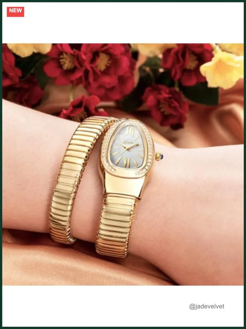 Classic Snake Shape Watch Women Gold Silver Bracelet Quartz Ladies Wristwatch